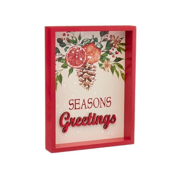 SEASONS Greetings Christmas Sign Decor Wooden Tabletop Holidays Mantel Shelf NWT - Picture 3 of 11
